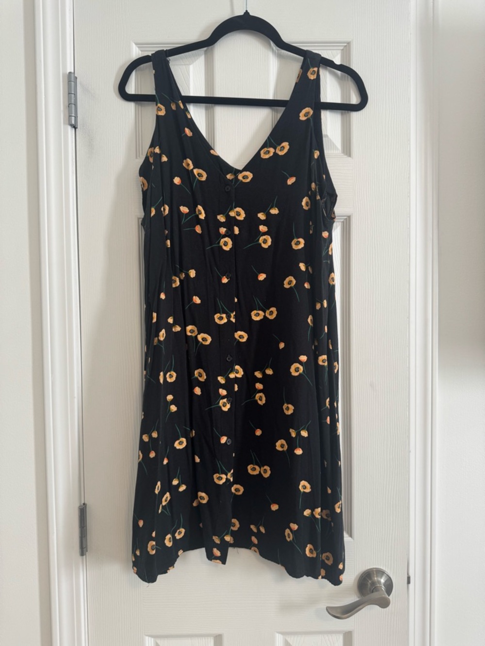 POPSUGAR Black Midi Dress with Yellow Floral Print - Picture 2 of 5